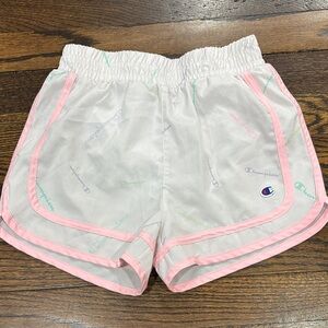 Champion girls Logo Print Shorts with Pink Piping size S
